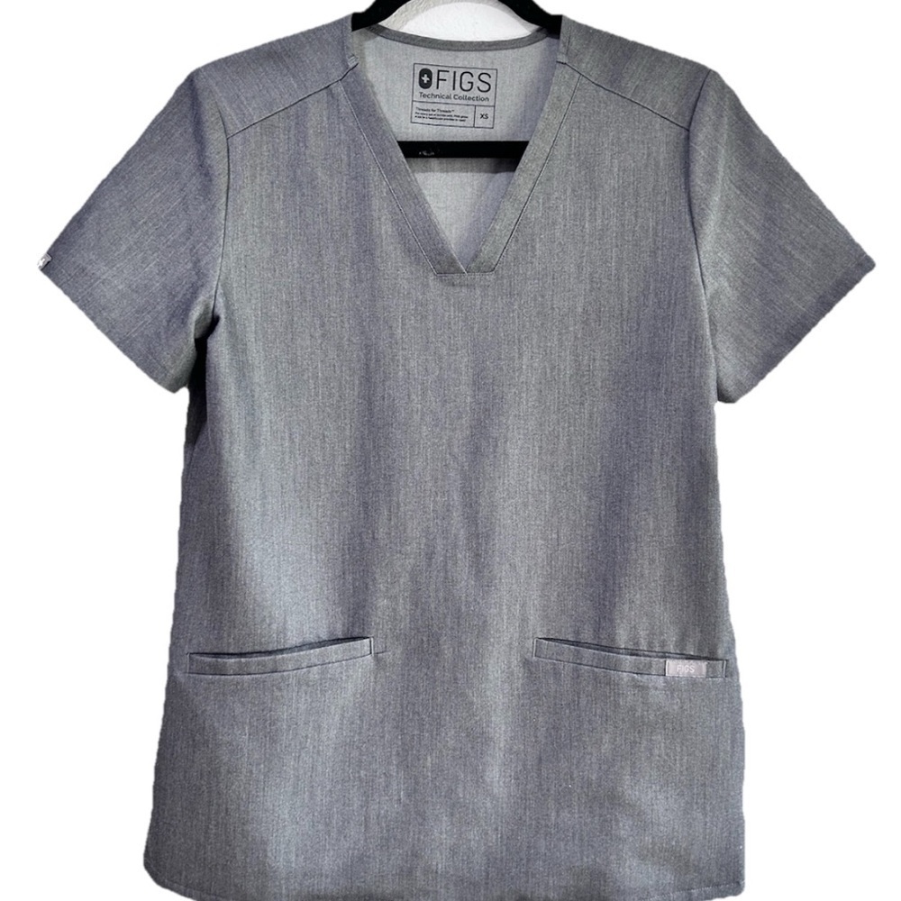 FIGS Women's Gray V-Neck Top